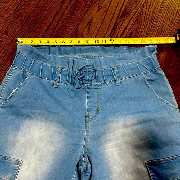 Drawstring Waist Light Thin Denim Capri Joggers With Pockets 16 - Picture 6 of 10